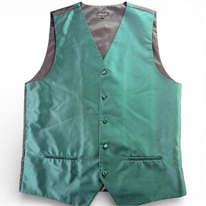 Alizeal Emerald Green Satin Formal Vest Men’s L